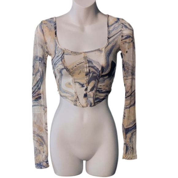 Antistar Marbled Long Sleeve Sheer Top ~sz S - Picture 1 of 5